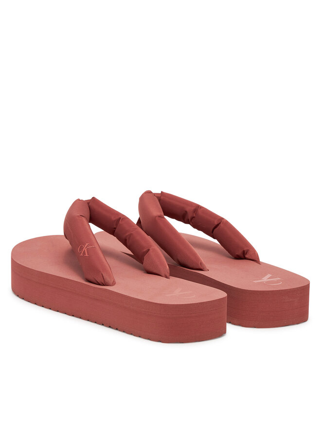 Calvin Klein Jeans Japonke Calvin Klein Jeans Beach Sandal Flatform Ttxr Satin YW0YW01723 Rjava