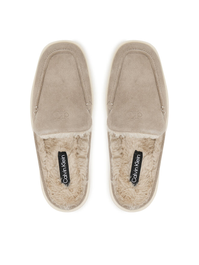 Calvin Klein Pantoletten Calvin Klein Flatform Mule Suede Wl HW0HW03182 Beige