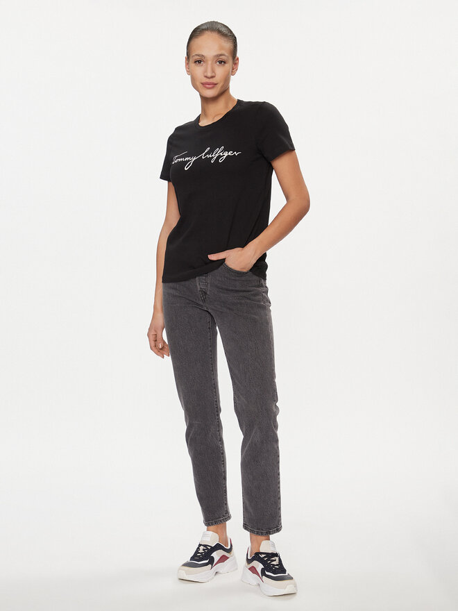 Tommy Hilfiger Tommy Hilfiger Marškinėliai Heritage Crew Neck Graphic Tee WW0WW24967 Juoda Regular Fit