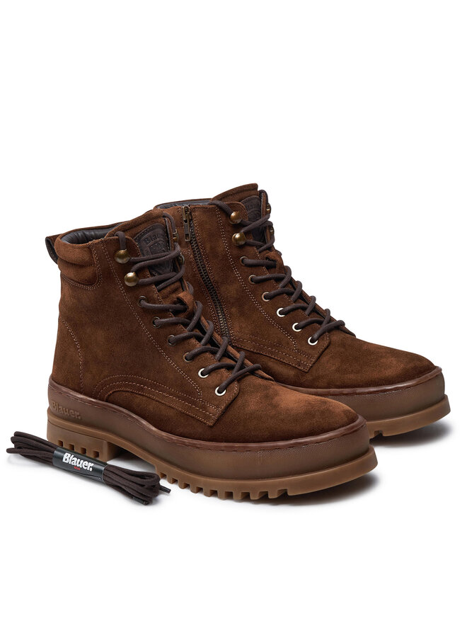 Blauer Schnürstiefeletten Blauer F4IUKA01 Braun