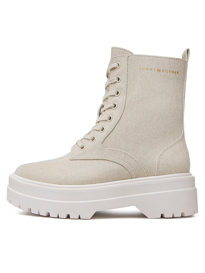 Tommy Hilfiger Schnürstiefeletten Tommy Hilfiger Feminine Essential Canvas FW0FW07357 Beige