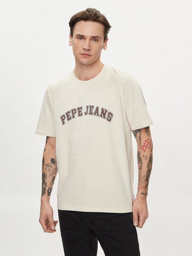 Pepe Jeans Pepe Jeans Marškinėliai Clement PM509220 Smėlio Regular Fit