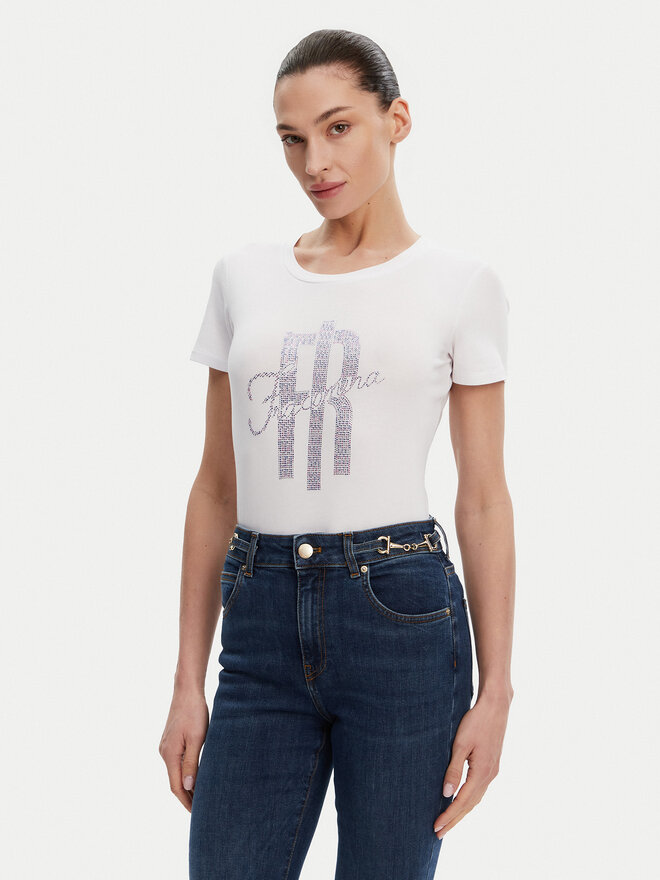 Fracomina Fracomina Majica FP25ST3002J449N5 Bela Slim Fit