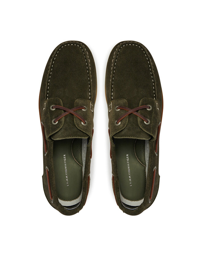 Tommy Hilfiger Pusbačiai Tommy Hilfiger Th Boat Shoe Core Suede FM0FM05387 Žalia
