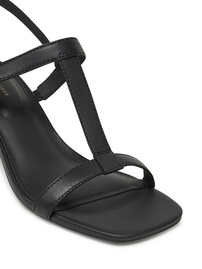 Tommy Hilfiger Sandalen Tommy Hilfiger Leather Block Heel Sandal FW0FW08532 Schwarz