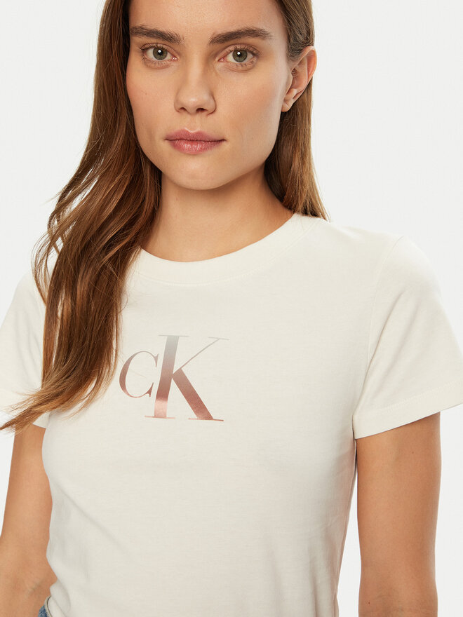Calvin Klein Jeans Calvin Klein Jeans Camiseta Gradient J20J224982 Écru Slim Fit