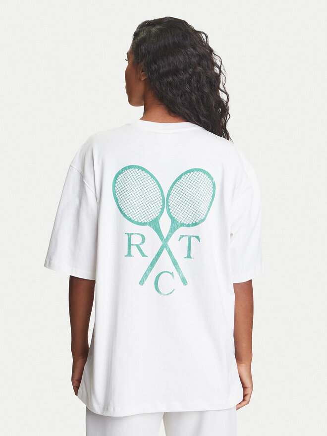 adidas adidas Marškinėliai Retro Tennis Boyfriend JW0226 Balta Oversize
