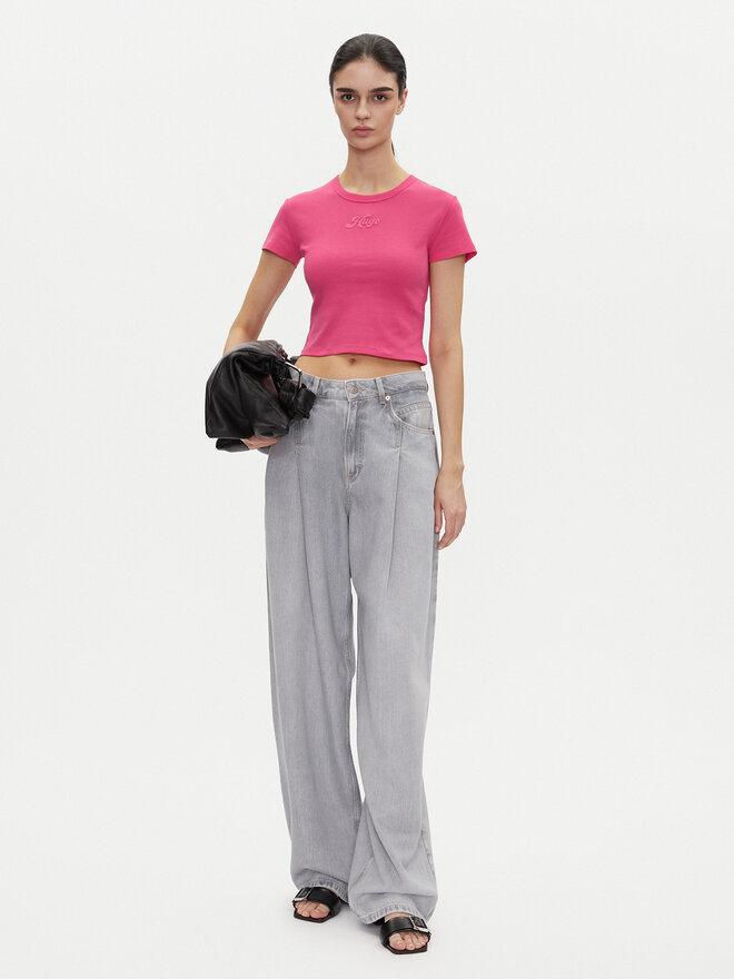 HUGO HUGO T-Shirt Delanor_2 50539132 Rosa Cropped Fit