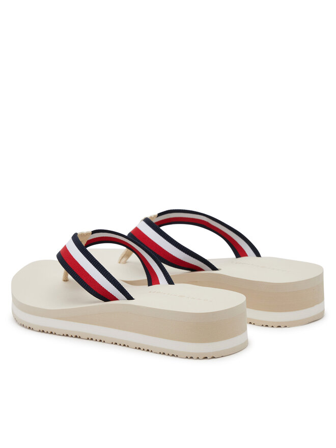 Tommy Hilfiger Japonki Tommy Hilfiger Th Corp Mid Wedge Beach Sandal FW0FW08517 Beżowy