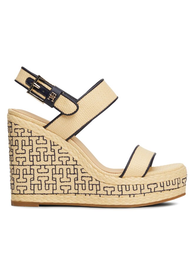 Tommy Hilfiger Sandalias Tommy Hilfiger Platform Th Mono Rafia Wedge FW0FW08052 Beis