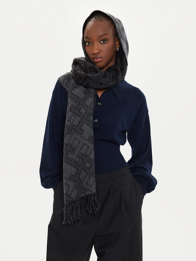 Tommy Hilfiger Šál Tommy Hilfiger Monogram AW0AW16650 Černá