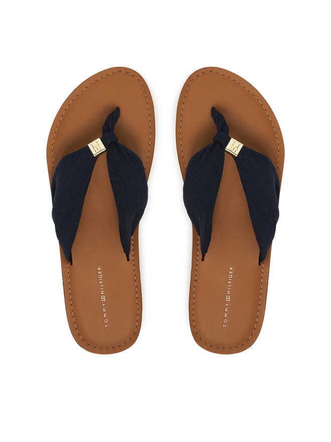 Tommy Hilfiger Zehentrenner Tommy Hilfiger Th Ltr Footbed Summer Sandal FW0FW09194 Dunkelblau