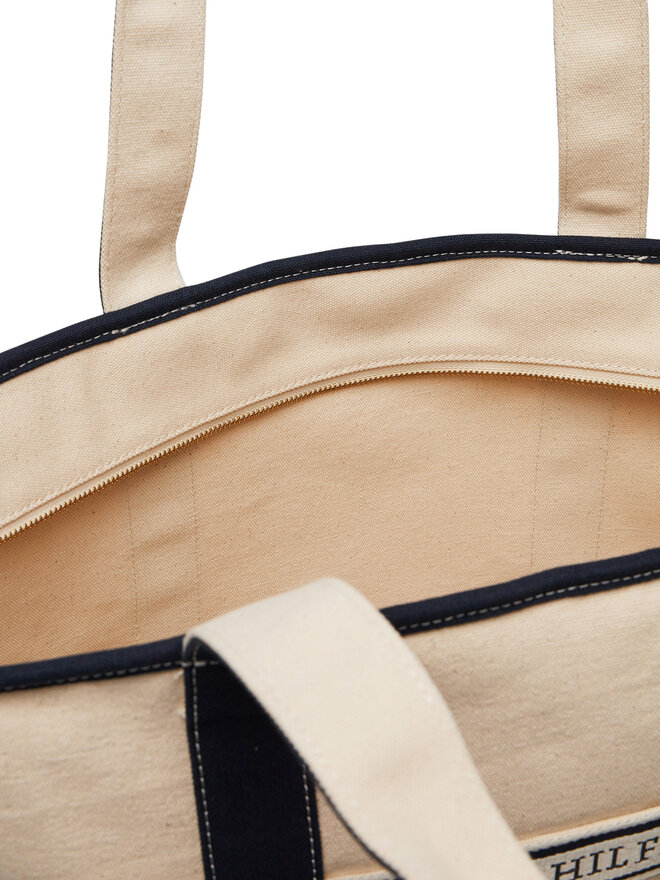 Tommy Hilfiger Torebka Tommy Hilfiger Th Summer Canvas Tote AW0AW17421 Beżowy