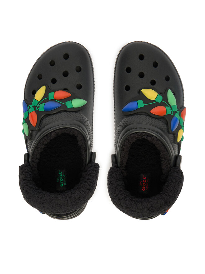 Crocs Natikači Crocs Classic Lined Holiday Lights Clog 212054 Črna