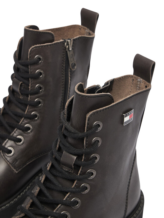Tommy Jeans Schnürstiefeletten Tommy Jeans Tjw Platform Brushed Lth Boots EN0EN03141 Schwarz