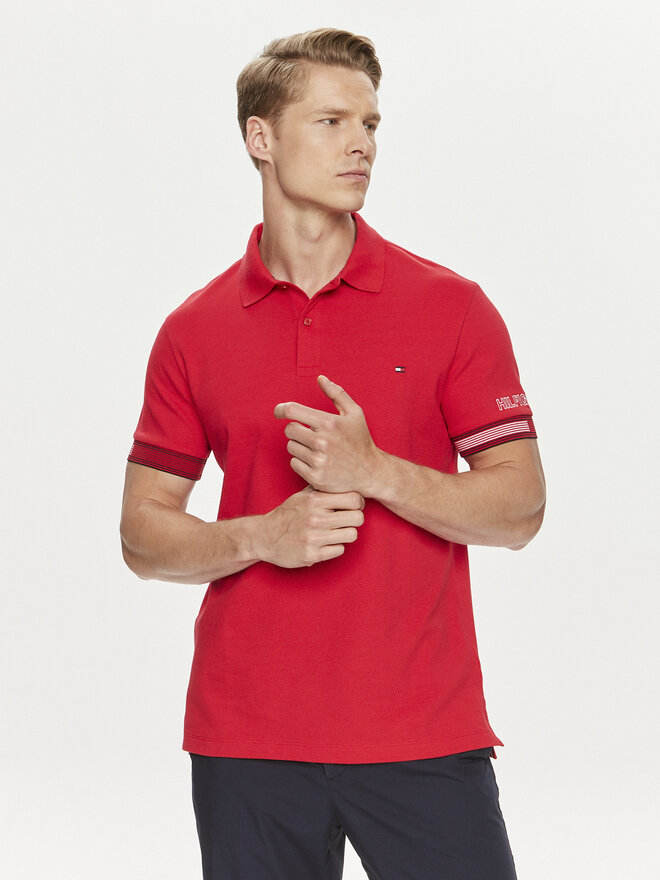 Tommy Hilfiger Tommy Hilfiger Pólóing Flag MW0MW34780 Piros Slim Fit