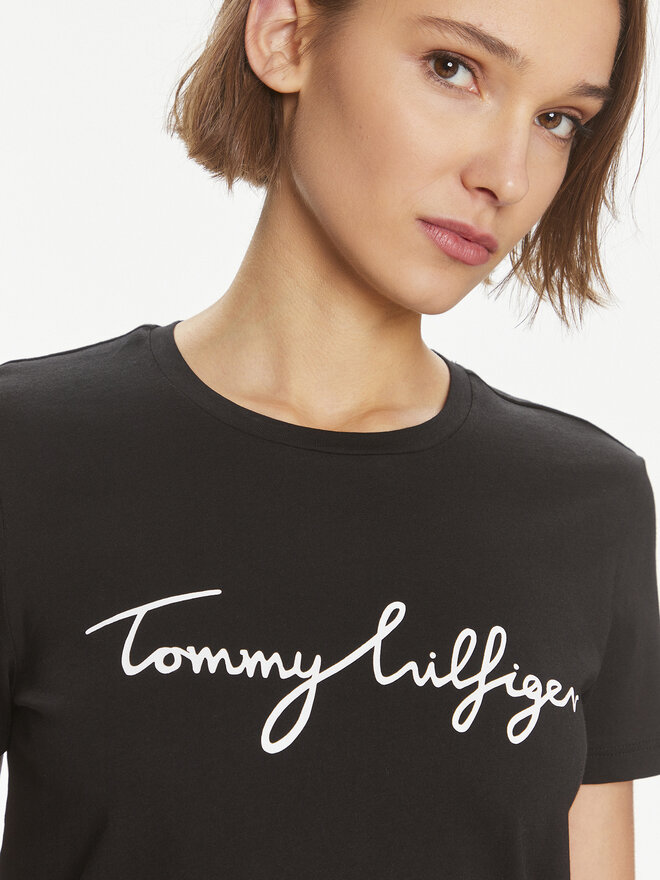 Tommy Hilfiger Tommy Hilfiger Majica Signature WW0WW41674 Črna Regular Fit