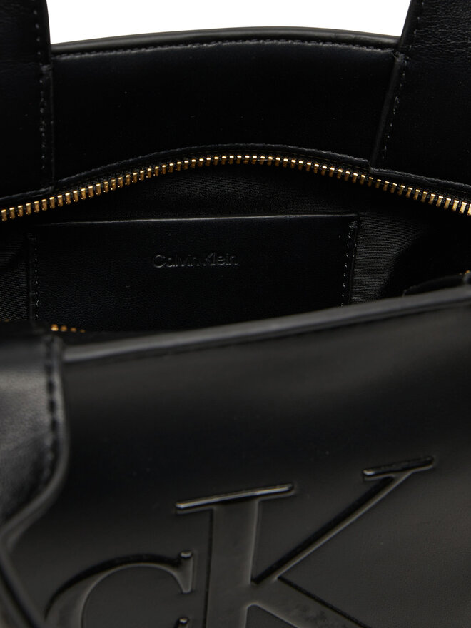 Calvin Klein Handtasche Calvin Klein Bold Ck Small Tote With Strap LV04F3219G Schwarz