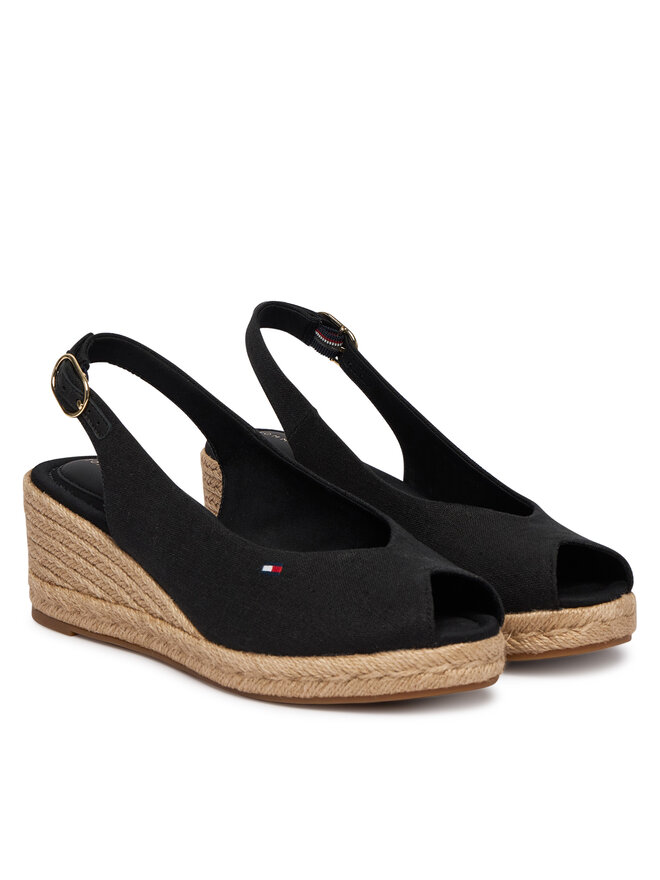 Tommy Hilfiger Espadrilles Tommy Hilfiger Mid Wedge Espad Slingback FW0FW09228 Schwarz