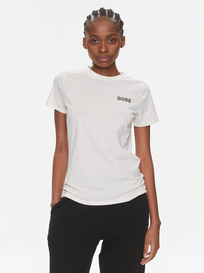BOSS BOSS Camiseta Elogobadge 50517925 Écru Slim Fit