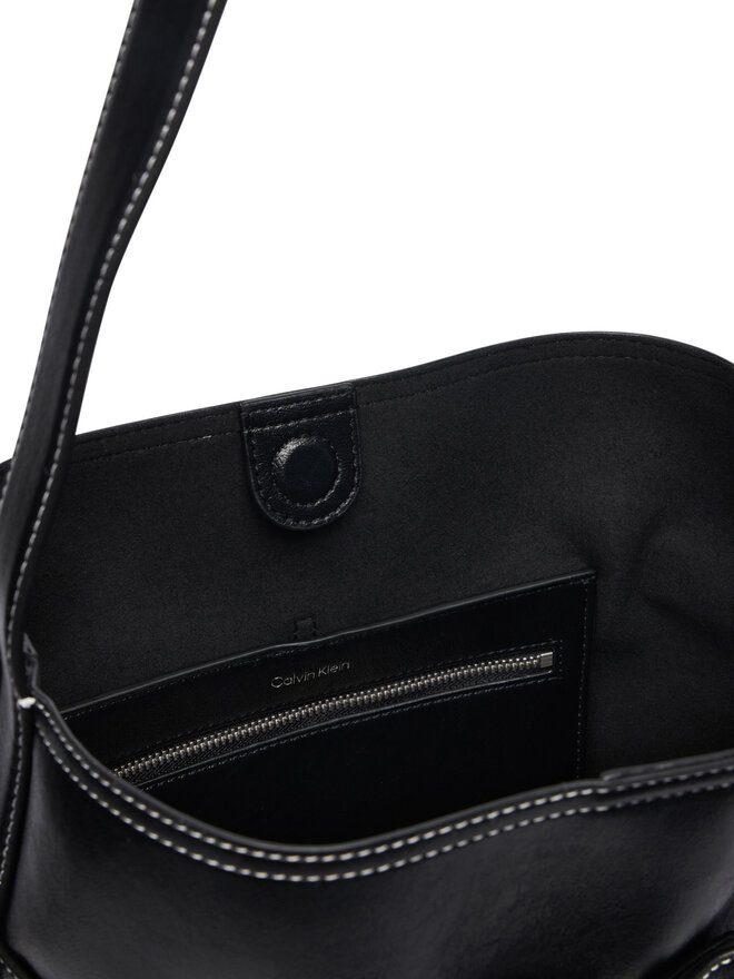 Calvin Klein Handtasche Calvin Klein Buckle Medium Bucket LV04F3551G Schwarz
