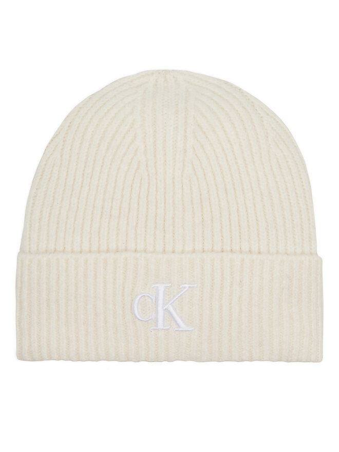 Calvin Klein Jeans Mütze Calvin Klein Jeans Thick Embroidery Beanie K60K612321 Écru