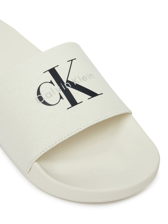 Calvin Klein Jeans Pantoletten Calvin Klein Jeans Slide Monologo Cv YM0YM01367 Weiß