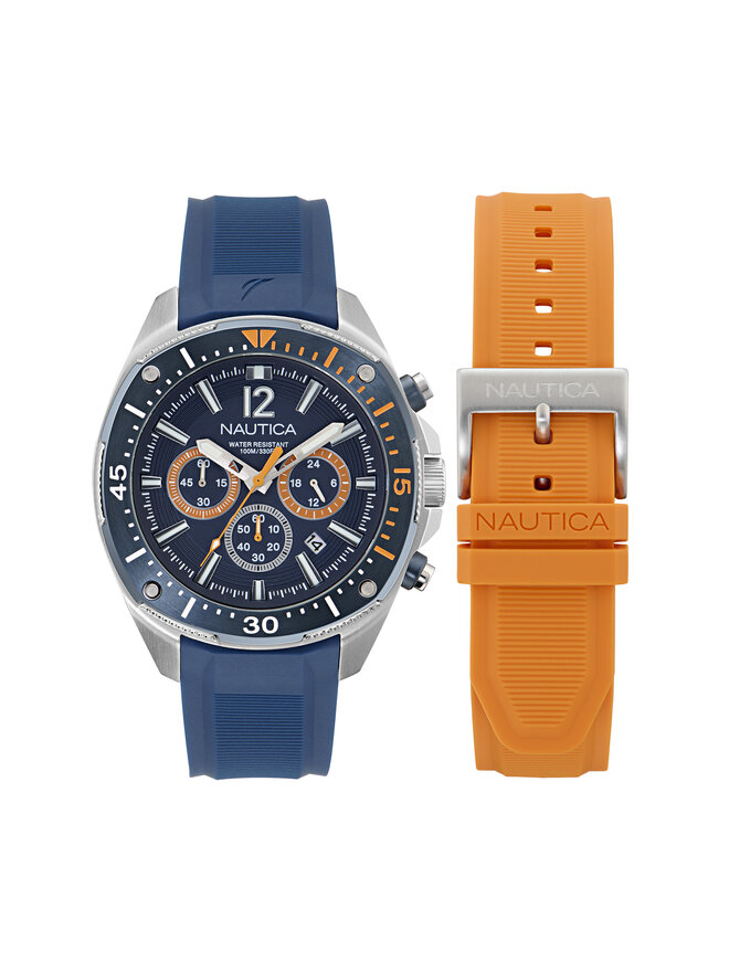 Nautica Ročna ura Nautica Sporty SET NAPBSS504 Srebrna