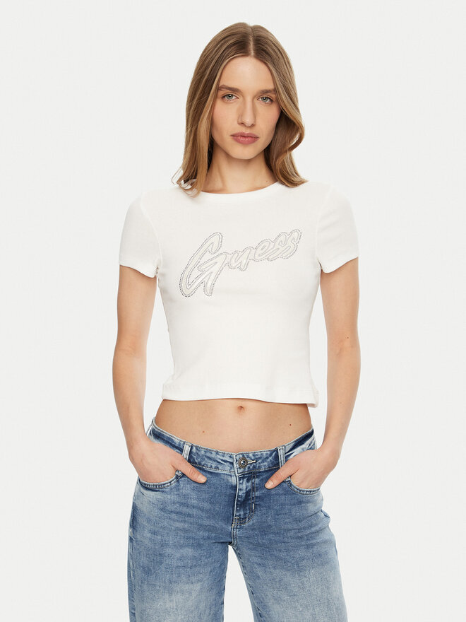 Guess Guess Marškinėliai W5RI68 KA0H1 Balta Regular Fit