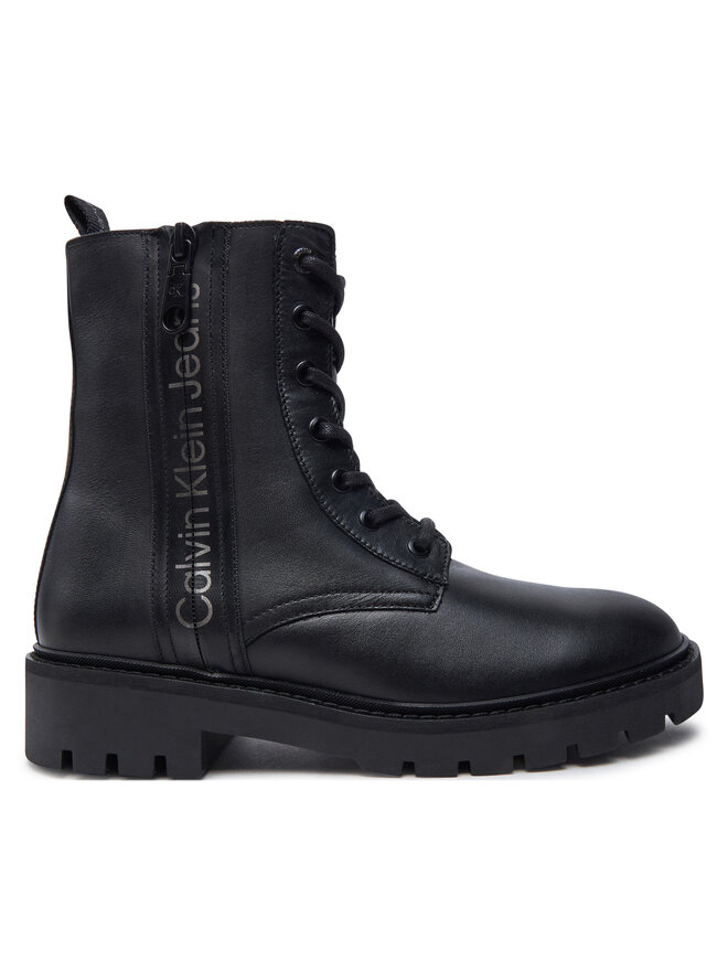 Calvin Klein Jeans Stiefeletten Calvin Klein Jeans Combat Mid Laceup Zip Wn YW0YW01035 Schwarz