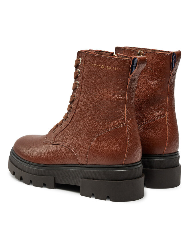 Tommy Hilfiger Botines Tommy Hilfiger Bicolor Leather Lace-Up FW0FW08160 Marrón