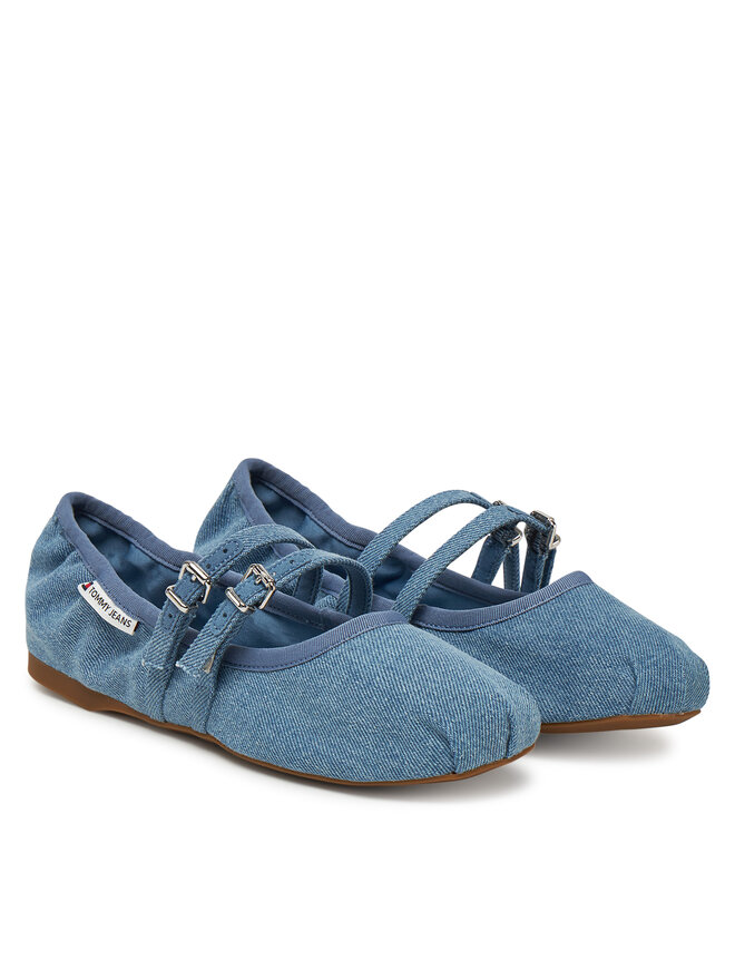 Tommy Jeans Baleriny Tommy Jeans Ballerina Denim EN0EN02782 Niebieski