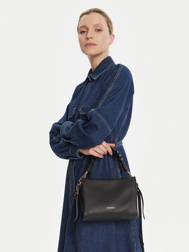 Coccinelle Handtasche Coccinelle M50 Boheme Grana Double E1 M50 58 01 01 Schwarz