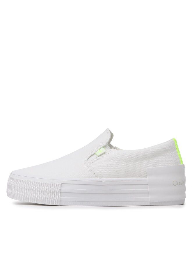 Calvin Klein Jeans Tenisky Calvin Klein Jeans Vulc Flatf Bold Slipon Fluo Cont YW0YW00905 Bílá