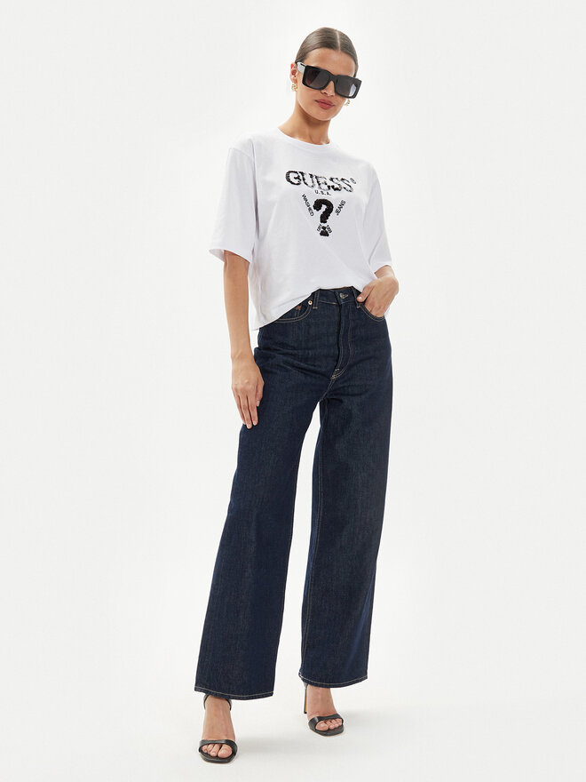 Guess Guess Marškinėliai Aurelie V4YI06 I3Z14 Balta Boxy Fit