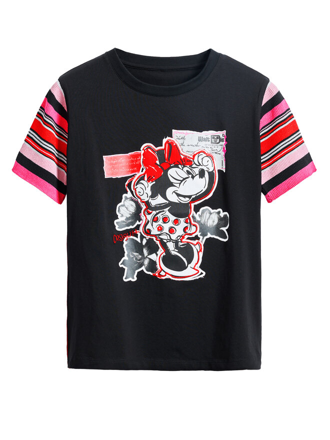 Desigual Desigual Marškinėliai Minnie 25SWTK39 Juoda Slim Fit