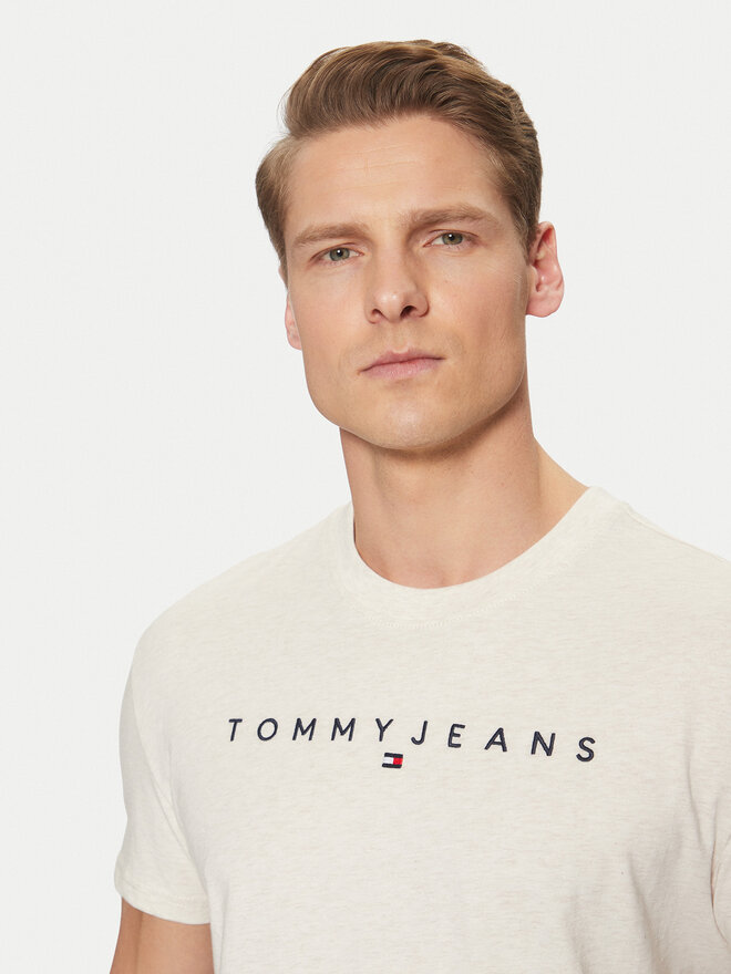 Tommy Jeans Tommy Jeans Marškinėliai Linear Logo DM0DM20744 Smėlio Regular Fit