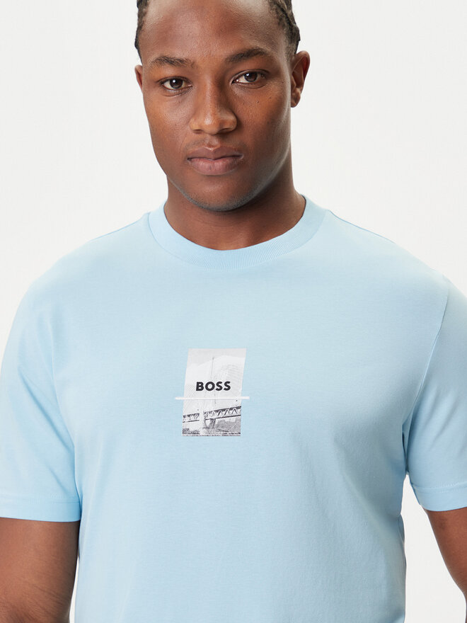 BOSS BOSS Camiseta Photoprint 50545869 Celeste Relaxed Fit