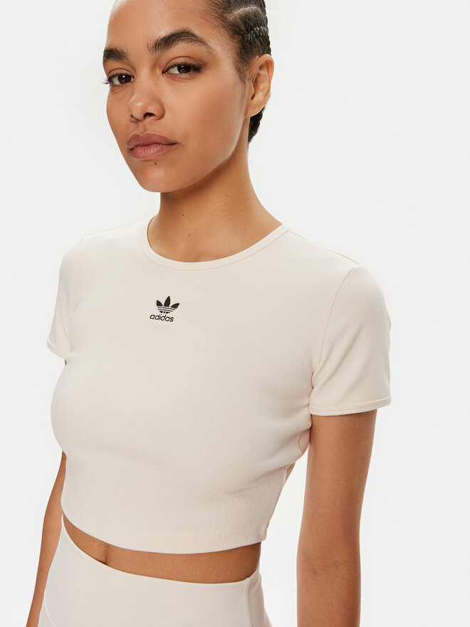 adidas adidas Marškinėliai Essentials IJ7804 Smėlio Slim Fit