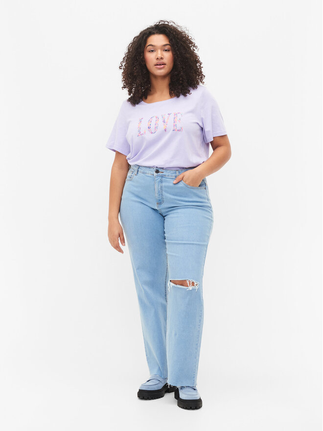 Zizzi Zizzi Marškinėliai V50224B Violetinė Regular Fit