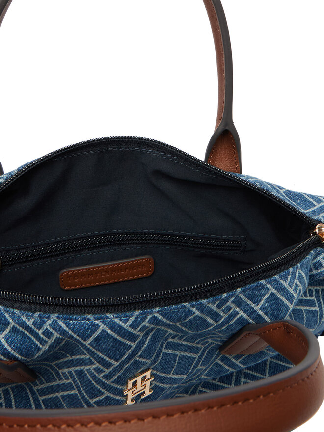 Tommy Hilfiger Handtasche Tommy Hilfiger Popette Mini Tote Denim Flag AW0AW18612 Blau
