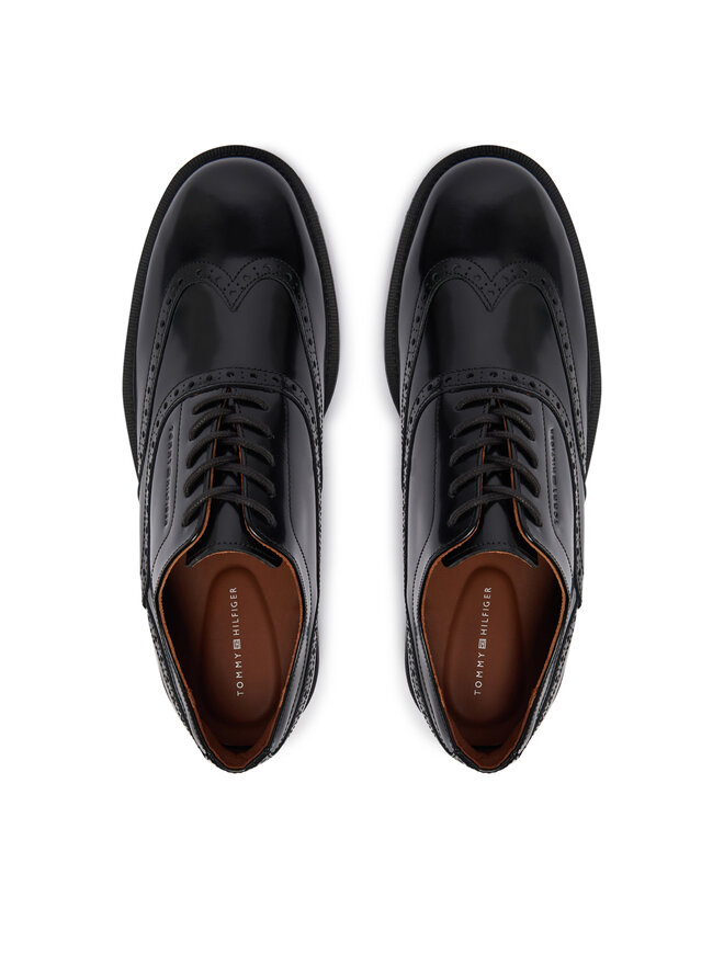Tommy Hilfiger Halbschuhe Tommy Hilfiger Lth Abrasivato Brogue Shoe FM0FM06078 Schwarz