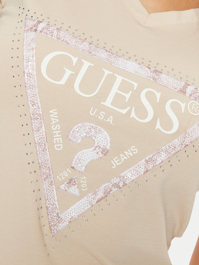 Guess Guess Marškinėliai W5RI21 J1314 Smėlio Regular Fit