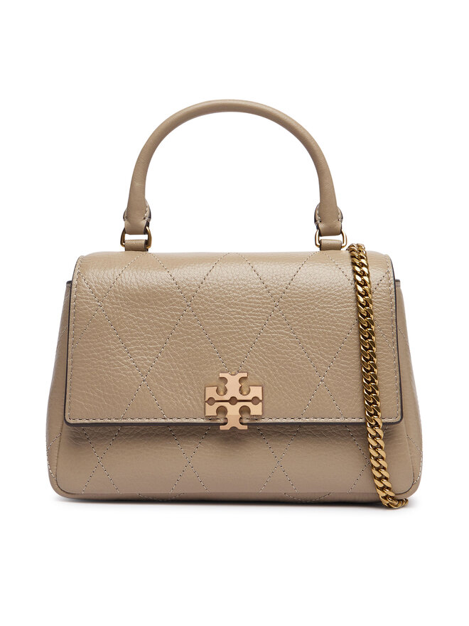 Tory Burch Сумка Tory Burch Charlie Quilted Mini Top Handle Chain Wallet 186032 Бежевий