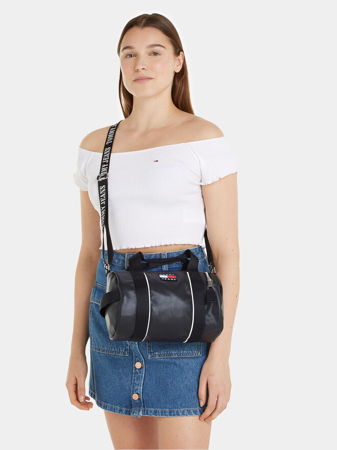 Handtasche Tommy Jeans Tjw Heritage Barrel Bag AW0AW15431 Schwarz  