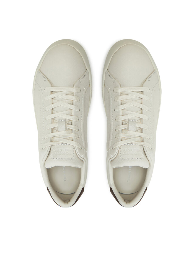 Tommy Hilfiger Sneakersy Tommy Hilfiger Th Court Best Tumbled Lth FM0FM05324 Beżowy