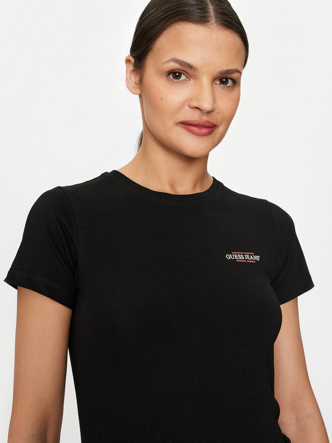 Guess Jeans Guess Jeans Marškinėliai W4YI02 J1314 Juoda Slim Fit