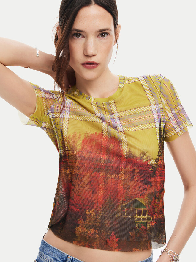 Desigual Desigual Camiseta Double 24WWTK27 De color Slim Fit