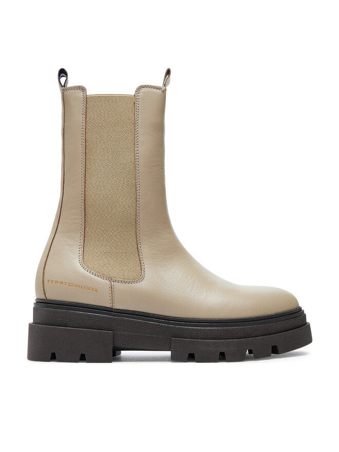 Tommy Hilfiger Členková obuv s elastickým prvkom Tommy Hilfiger Monochromatic Chelsea Boot FW0FW06730 Béžová