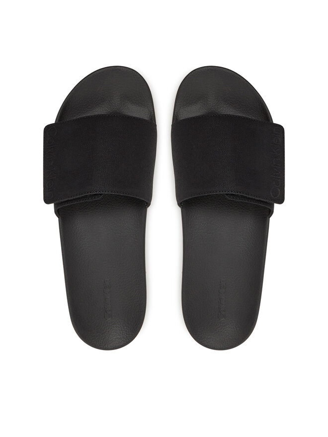 Calvin Klein Şlapi Calvin Klein Adj Pool Slide Canvas Logo HM0HM01749 Negru